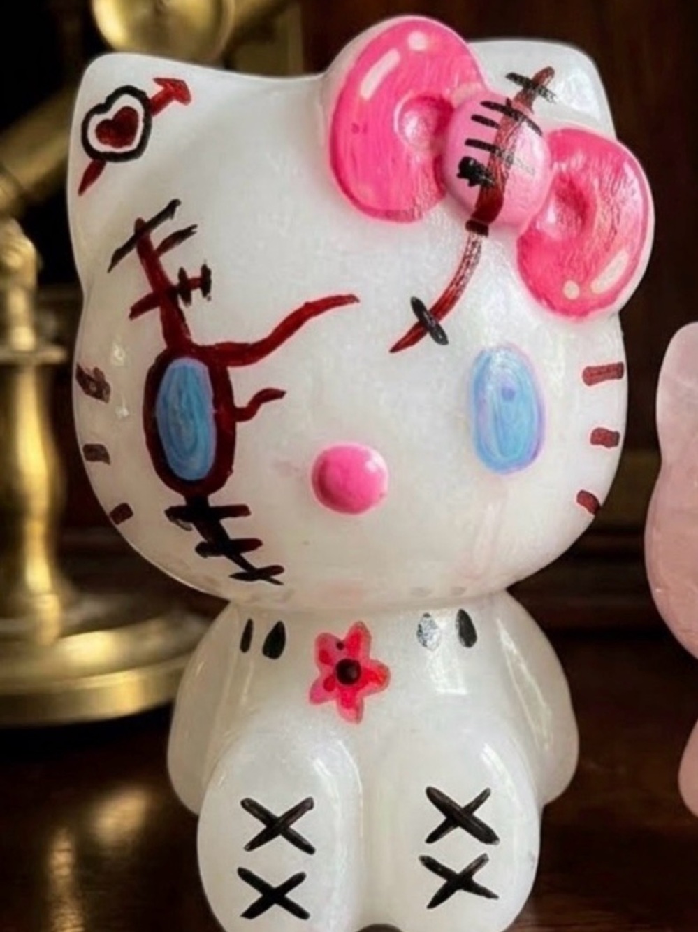 White and Pink Kids Toy Figurine with Decorative Accents